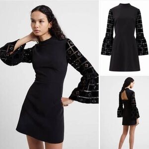 Elegant Black Dress with Lace Sleeves